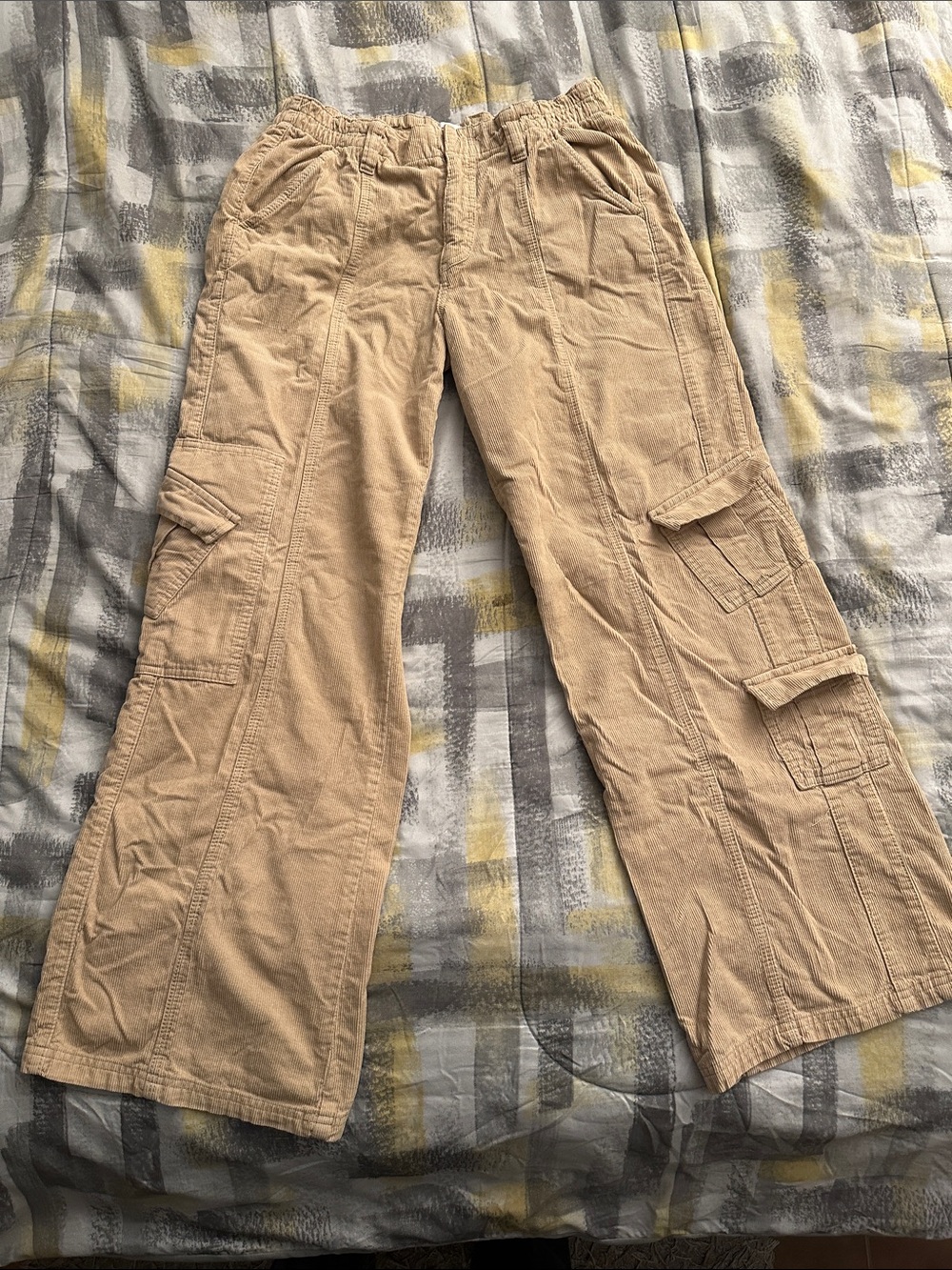 BDG Kids Cream Corduroy Cargo Bottoms
